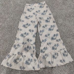 Pink Flared Pants with Black/White Flower Pattern!